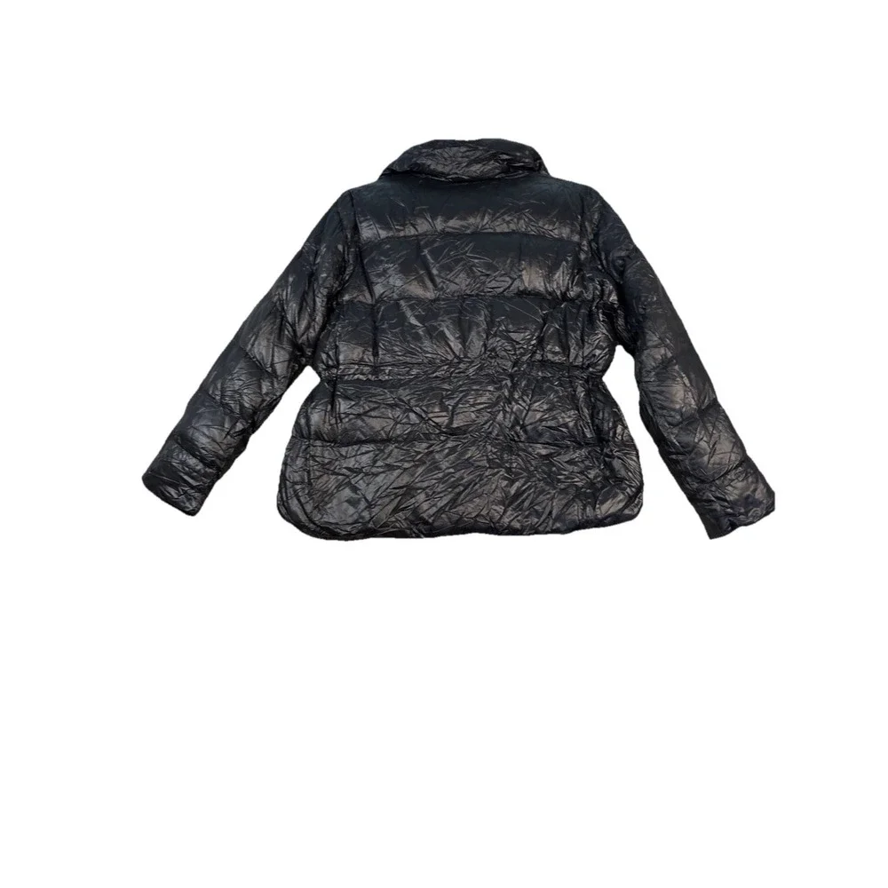 Athleta Lofty Puffer Jacket‎ Womens Size MP Black Goose Down Coat Casual Zipper